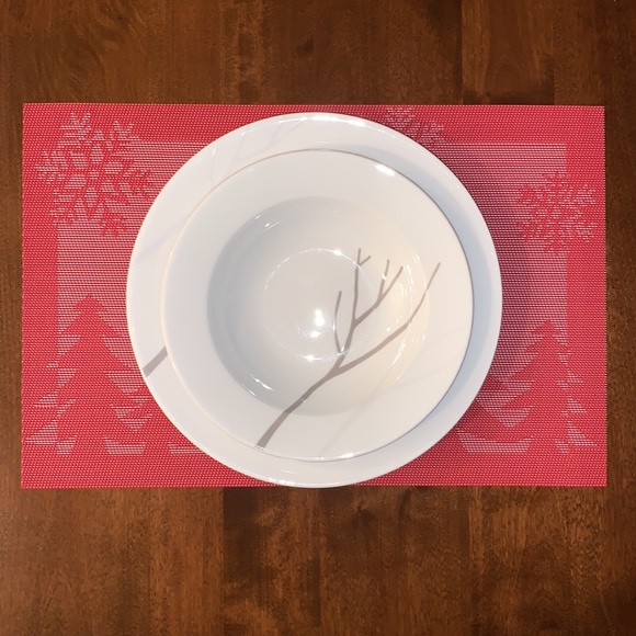 Christmas Placemats Reversible Red White Trees & Reindeer Set of Six - Picture 5 of 9